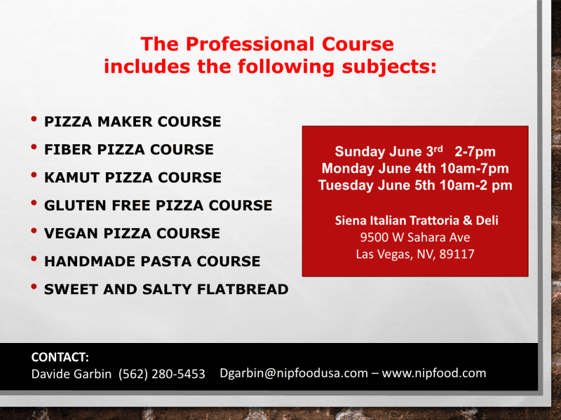 Vegas Pizza Making Training Course, New Dates-June 3,4,5